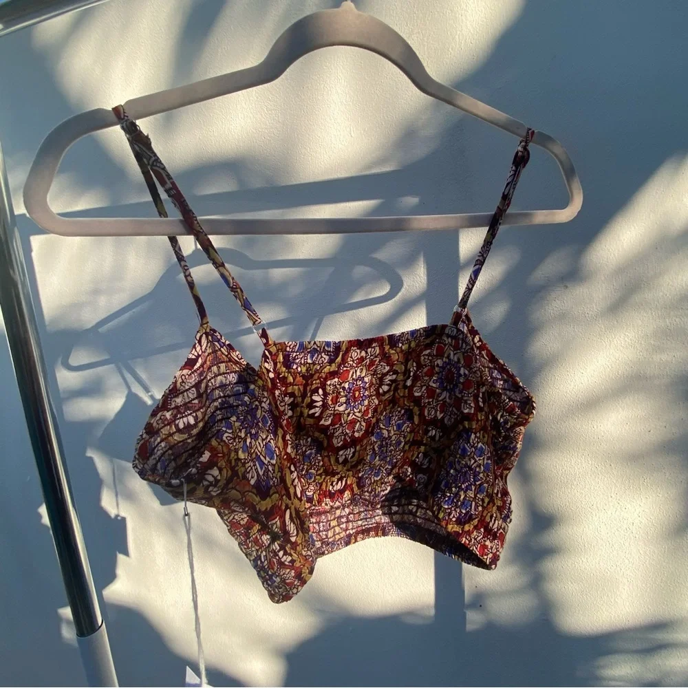 Boho Multicolor Mandala Print Crop Top Size Medium - Picture 4 of 6